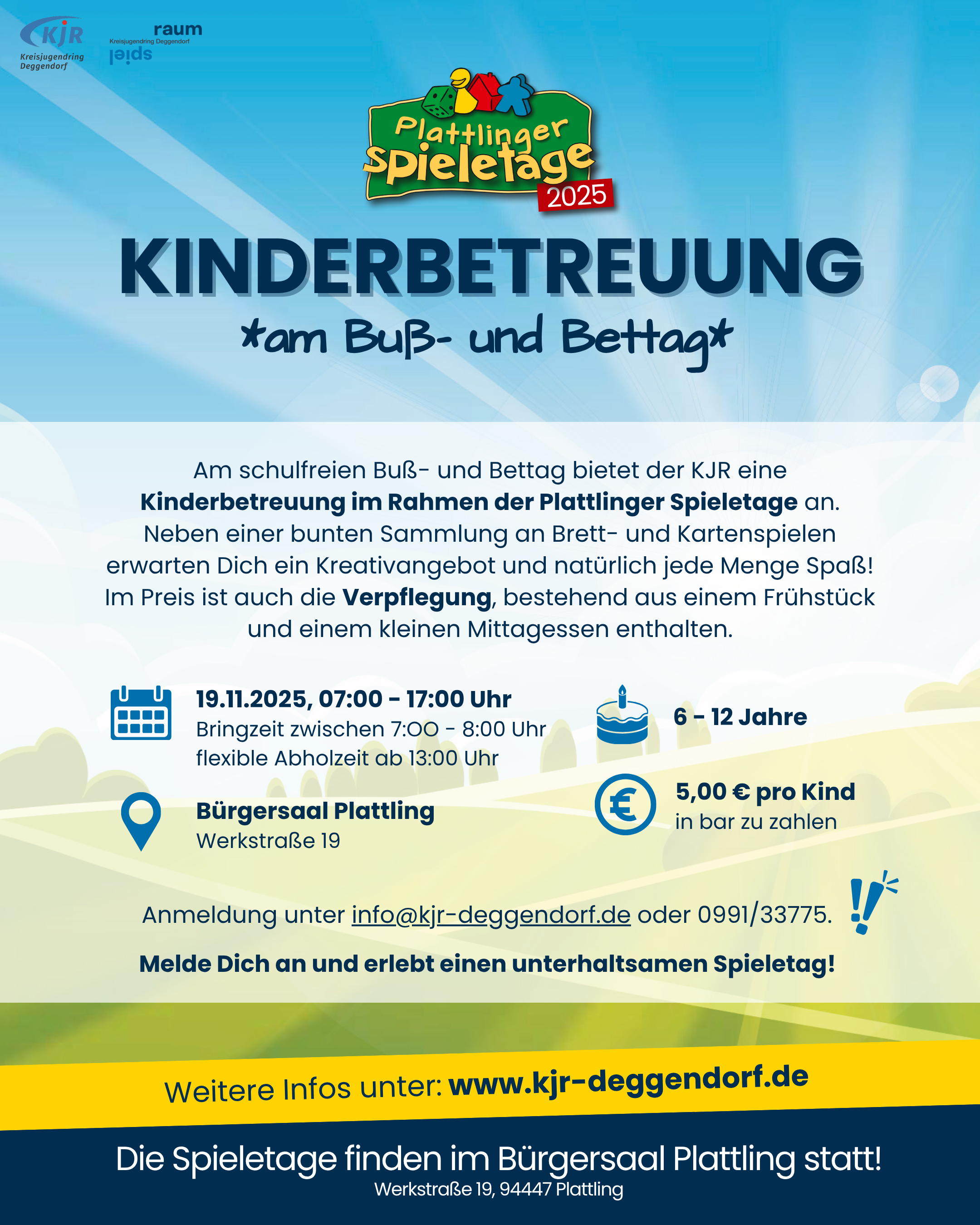 Flyer Kinderbetreuung im Rahmen der Spieletage am 19. November